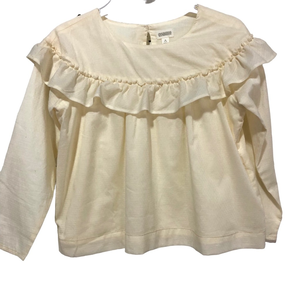 GYMBOREE Top Peasant Blouse NEW Cream Size 7/8 Lined Cotton Long Sleeves